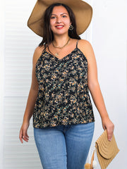  Boho Cami Top Ditsy Print V Neck Backless Beachwear Summer