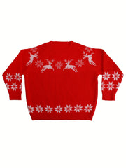  Christmas Casual Elk Print Sweater Women's Long Sleeve Jumper