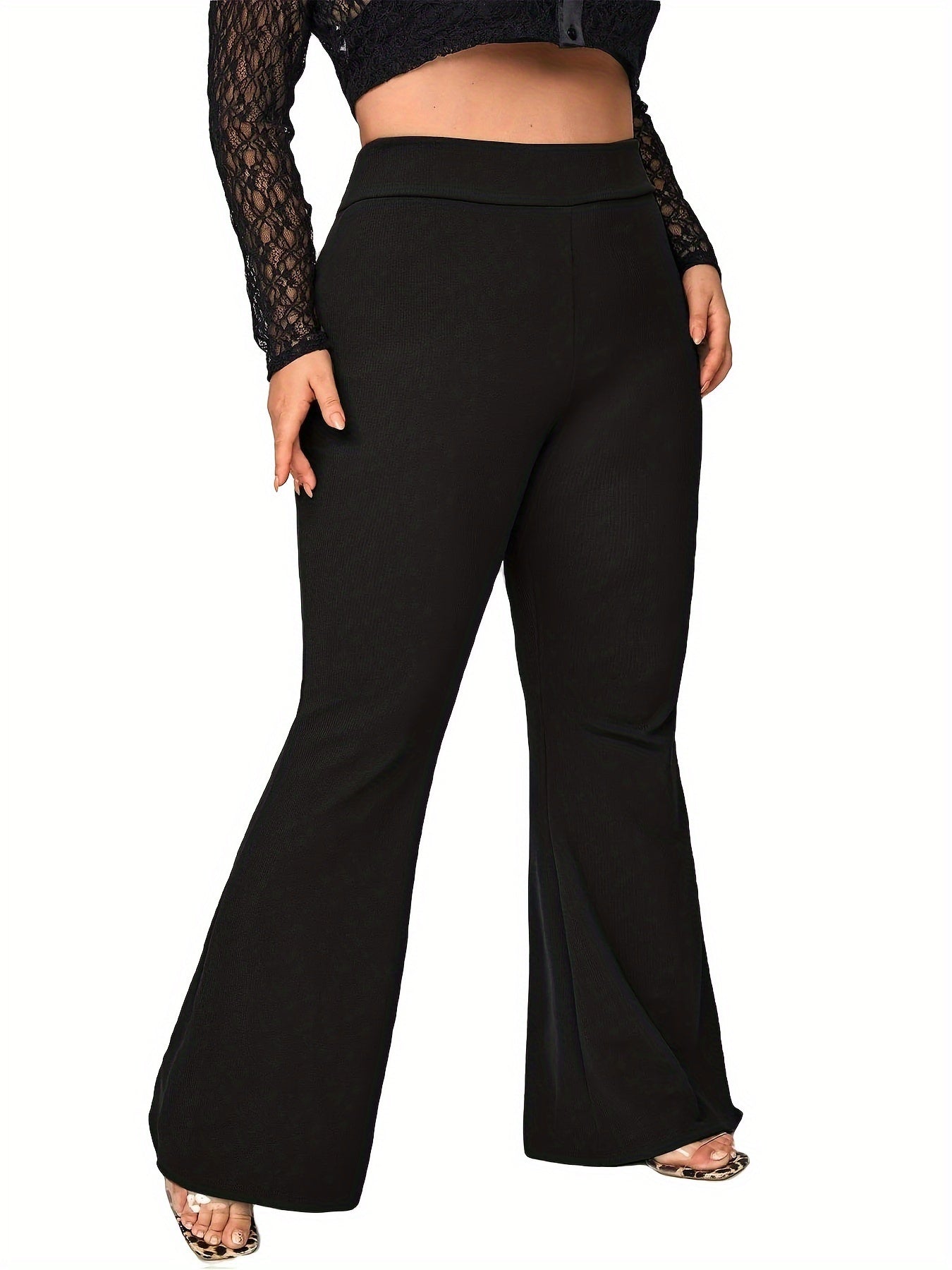  High Rise Flared Leg Trousers
