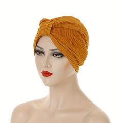 Pleated BowKnot Turban Cap Head Wrap Turmeric Headscarf Chemo Cap