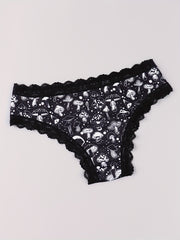  Eyeball & Mushroom Print Lace Trim Bikini Set