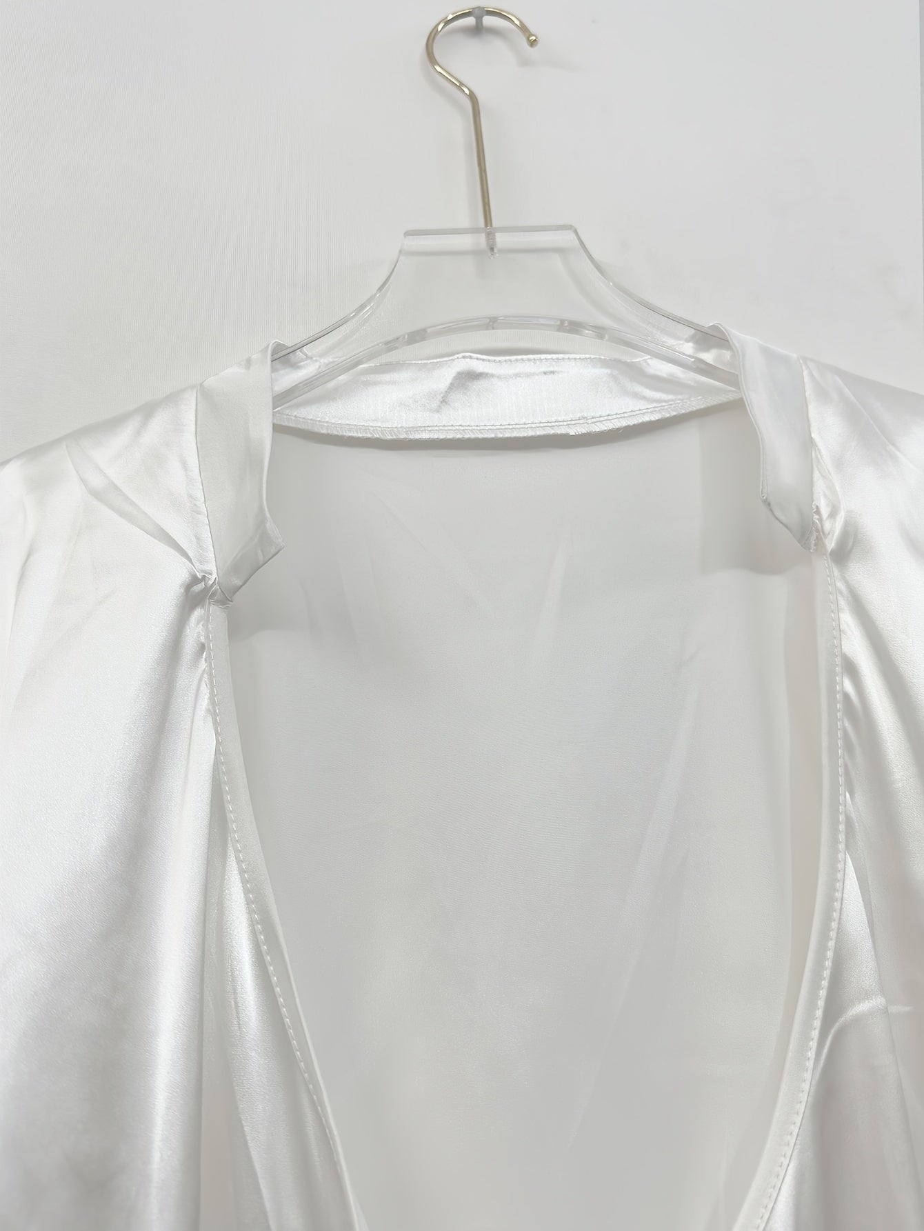  Solid Satin Surplice Neck Ruched Tank Top