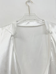  Solid Satin Surplice Neck Ruched Tank Top