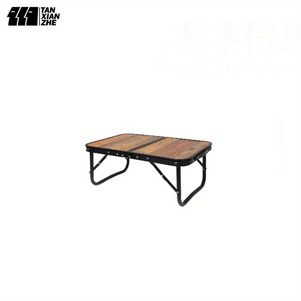 Portable Folding Camping Table Aluminum Vintage Wood Grain Finish