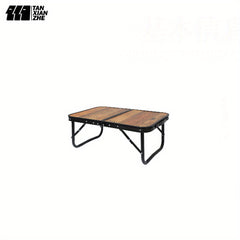 Portable Folding Camping Table Aluminum Vintage Wood Grain Finish