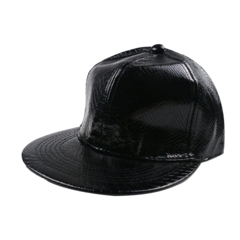 Solid PU Leather Hip hop Baseball Cap Men Street Dancing Cap