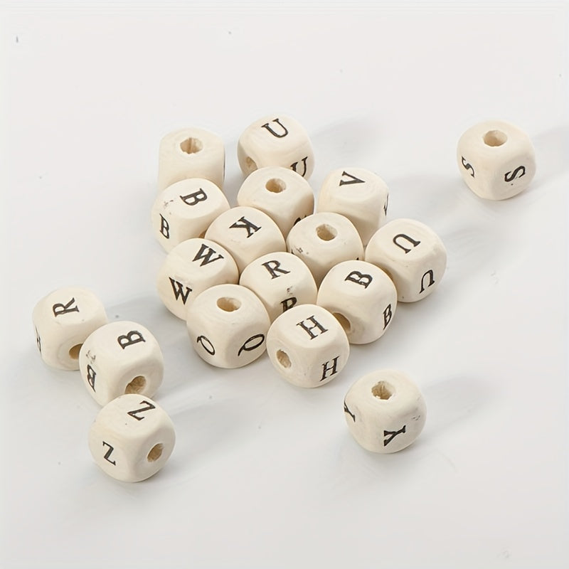 10mm Primary Square Letter Wooden Bead English Letter DIY Jewelry Material