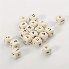 10mm Primary Square Letter Wooden Bead English Letter DIY Jewelry Material