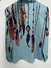  Tribal Print Long Sleeve Blouse