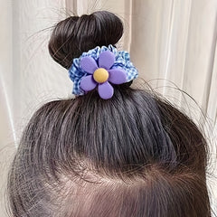10pcs Cartoon Fruits Scrunchies Hair Tie Plaid Hair Rope Ponytail Holder Girls