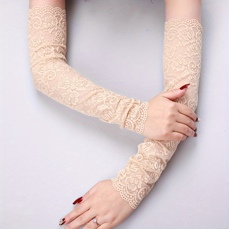 Lace Sunscreen Sleeves Floral Breathable Driving Wedding Gloves