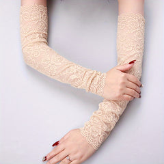 Lace Sunscreen Sleeves Floral Breathable Driving Wedding Gloves