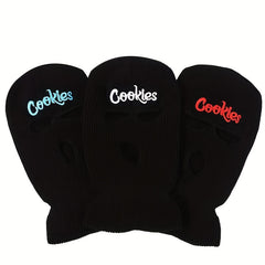 Unisex Thermal 3 Hole Balaclava Hat Cookies Embroidered Full Face Covering