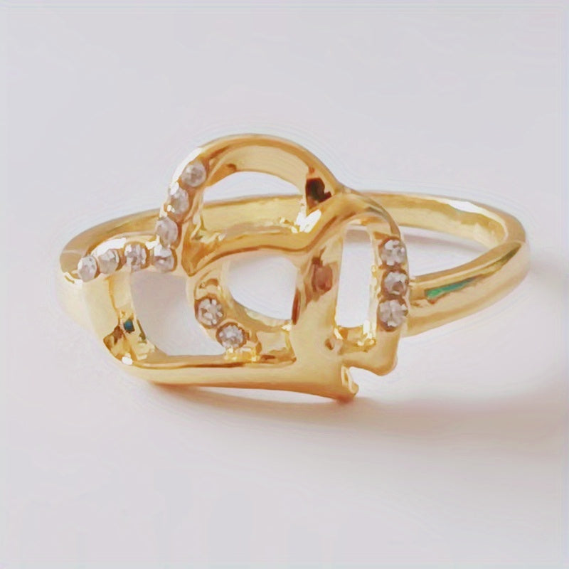 Heart Hollow Proposal Diamond Ring Men Women Couple Jewelry Gift