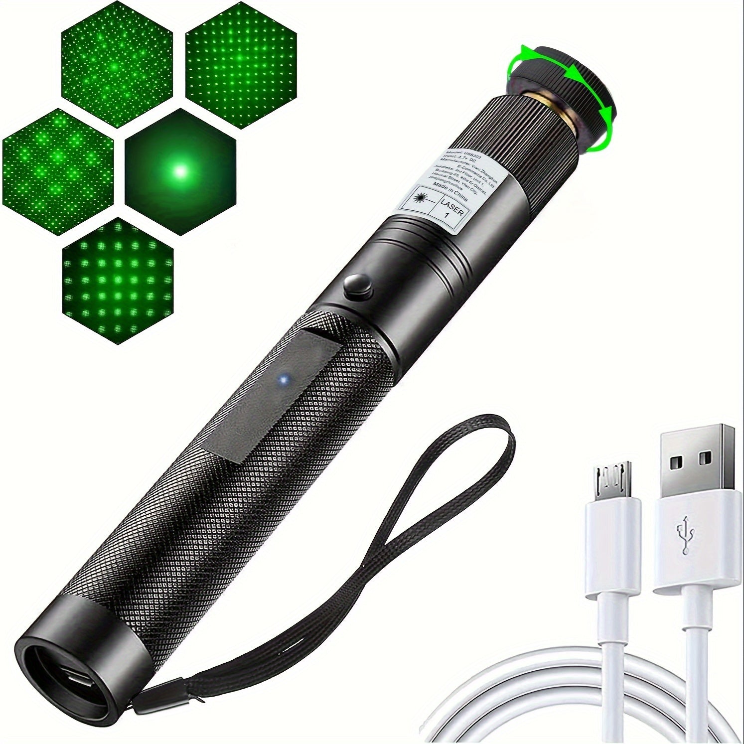 High Power Green Laser Pointer USB Charging Perfect for Night Walking