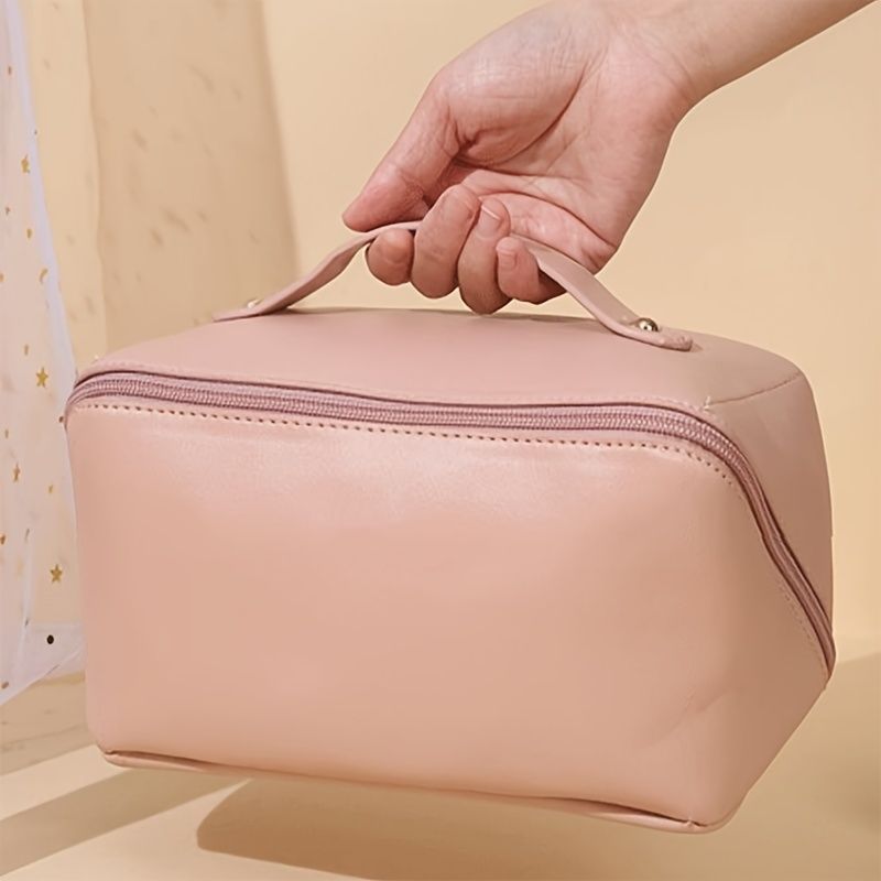 Large Capacity Portable Faux Leather Cosmetic Bag