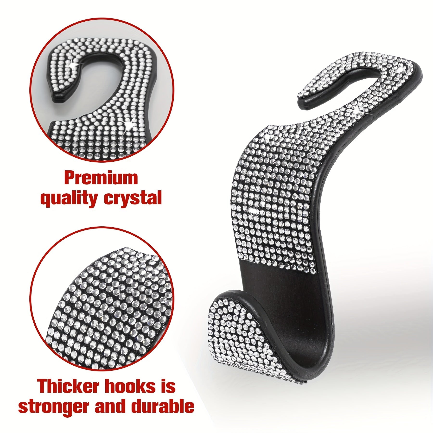 Crystal Rhinestone Car Headrest Hooks Car Purse Bag Holder Bling Accessories