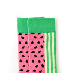 Watermelon Pattern Colorblock Crew Socks Women's Stockings