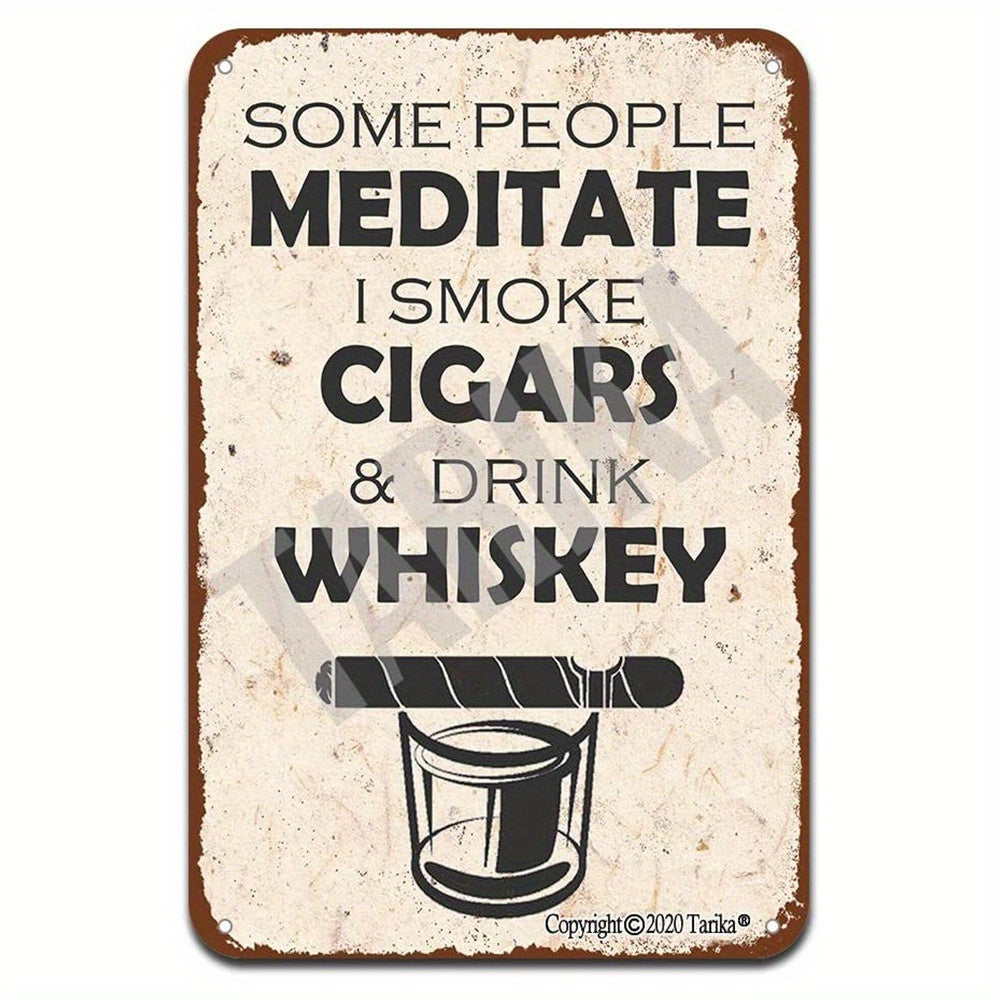 Vintage Whiskey And Cigar Bar Metal Tin Sign