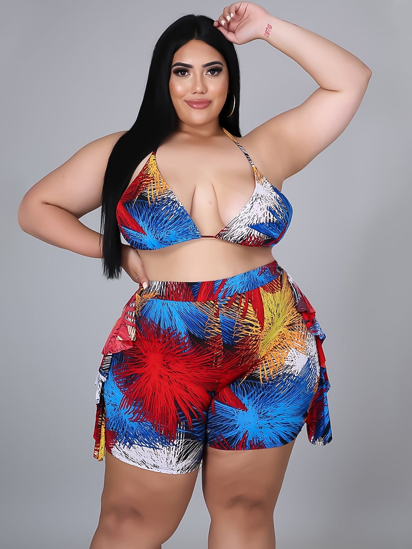  Tie Dye Print Cami Crop Tops & Shorts Set