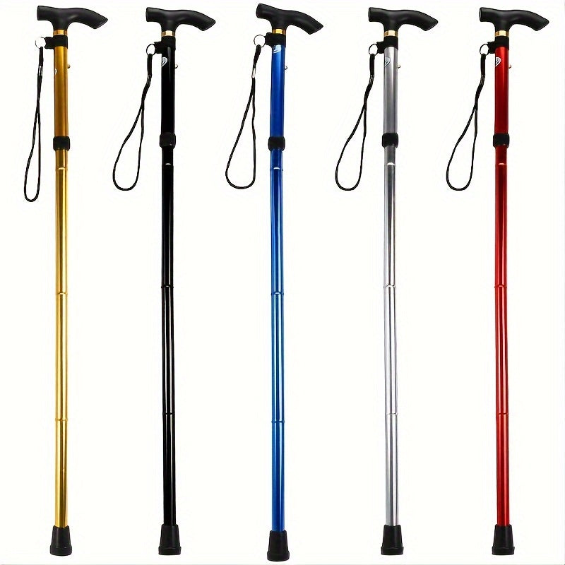 Foldable Walking Stick w/ Rubber Tip & Adjustable Height for Hiking