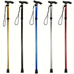 Foldable Walking Stick w/ Rubber Tip & Adjustable Height for Hiking