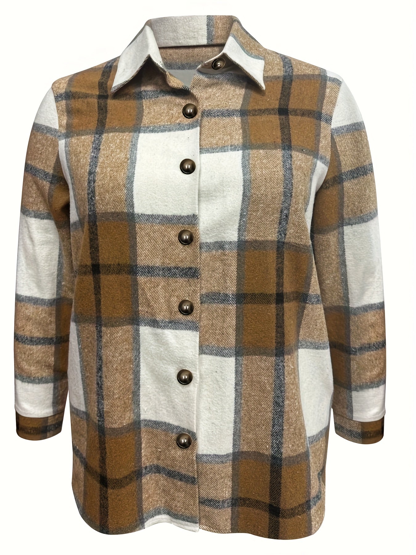  Plaid Print Long Sleeve Button Up Shirt