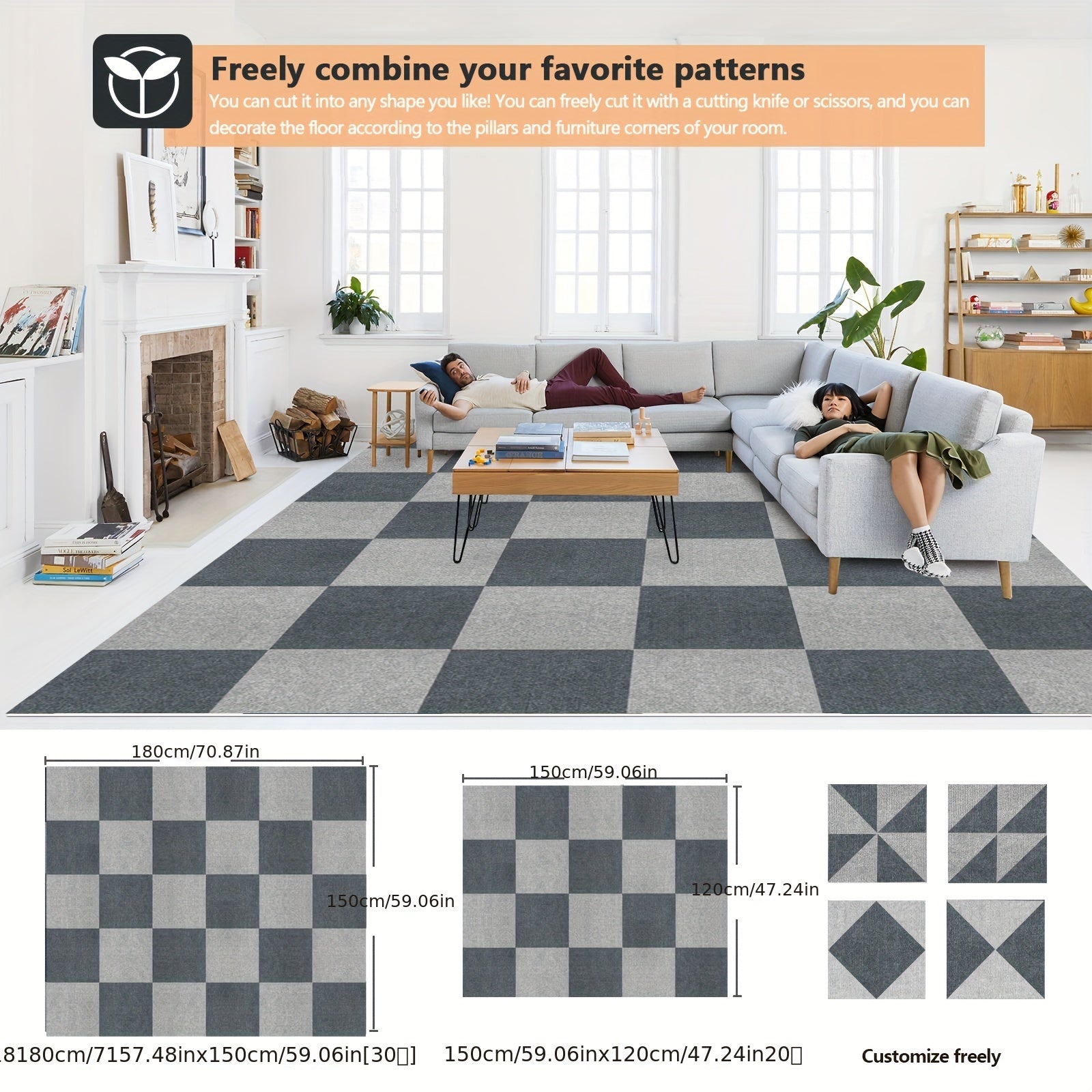 20pcs Anti-slip Floor Carpet Sticker Self-adhesive Square