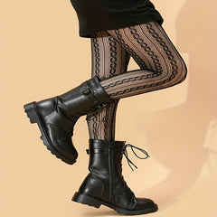  Sexy Stockings Solid Semi Sheer Jacquard Lace Fishnet Tights