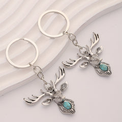 5pcs Deer Head Key Chains Alloy Jewelry Business Luggage Bag Pendant Halloween