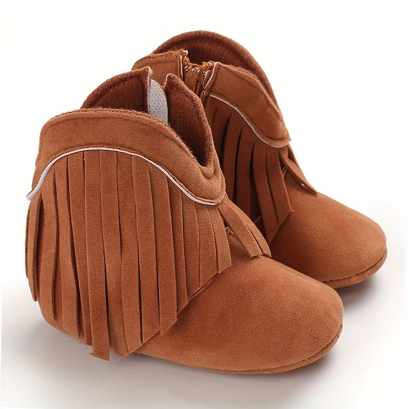 Baby Girls Tassel High Top Boots Soft Anti-skid Walking Boots