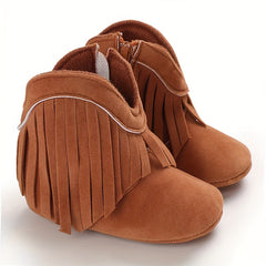 Baby Girls Tassel High Top Boots Soft Anti-skid Walking Boots