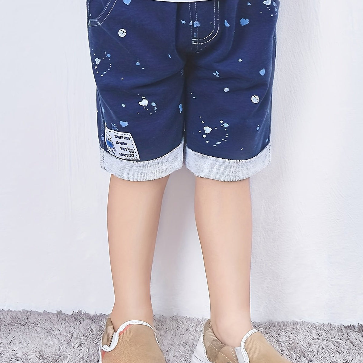 Baby Boys Casual Splash Ink Elastic Waist Shorts for Summer