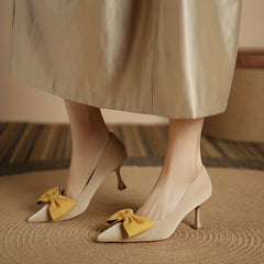 Bowknot Stiletto Heels Pointed Toe Dress Pumps