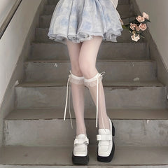 Ruffle Thigh High Stockings Over The Knee Socks Women's Stockings