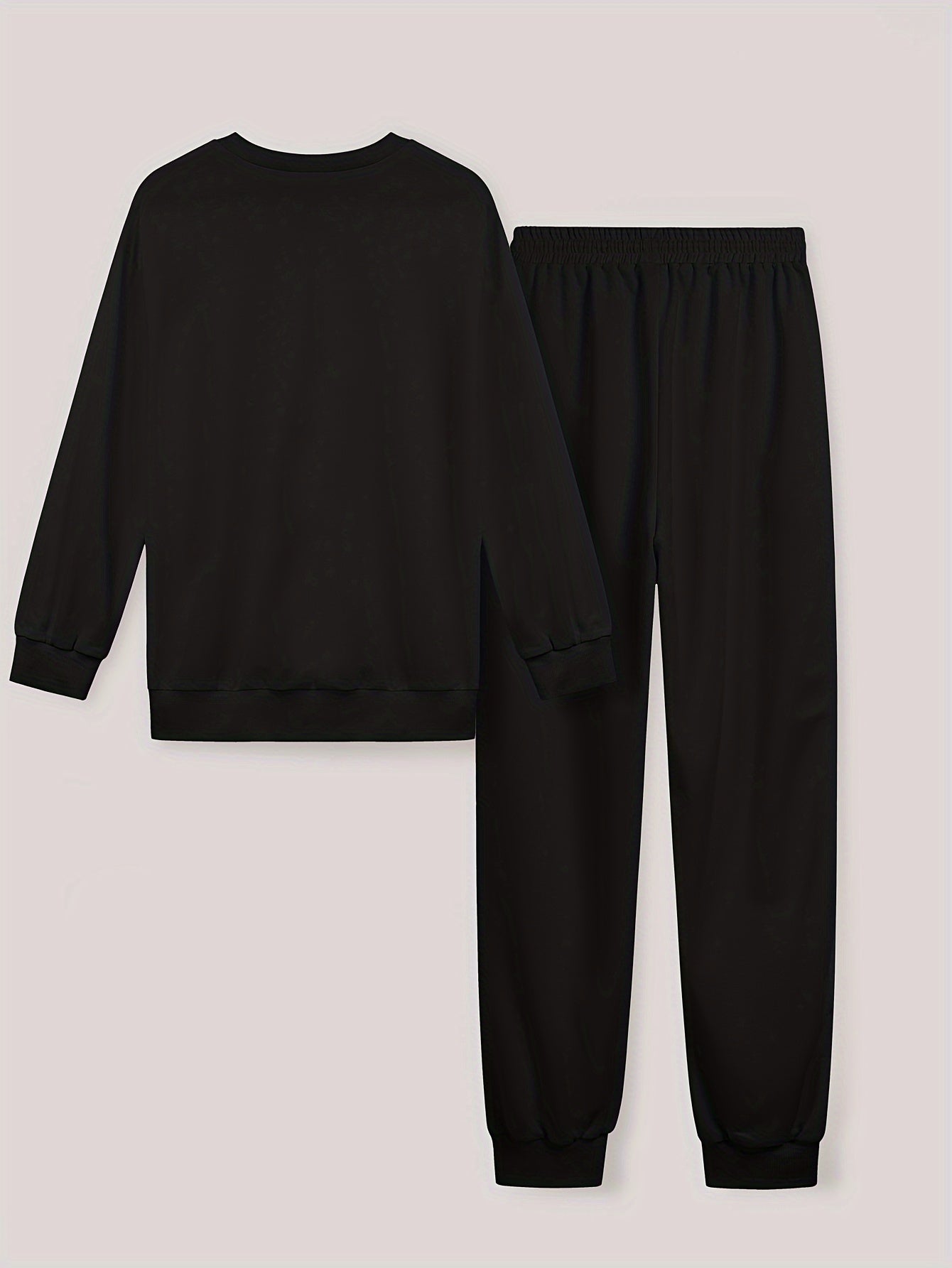  Colorblock Heart Print Top & Drawstring Pants Set