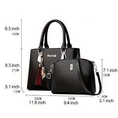 Classic Solid Bag Sets All Match Minimalist Tote Bag With Shoulder Bag