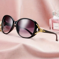 Vintage Women's Big Frame Fox Head Sunglasses Round Gradient Eyewear