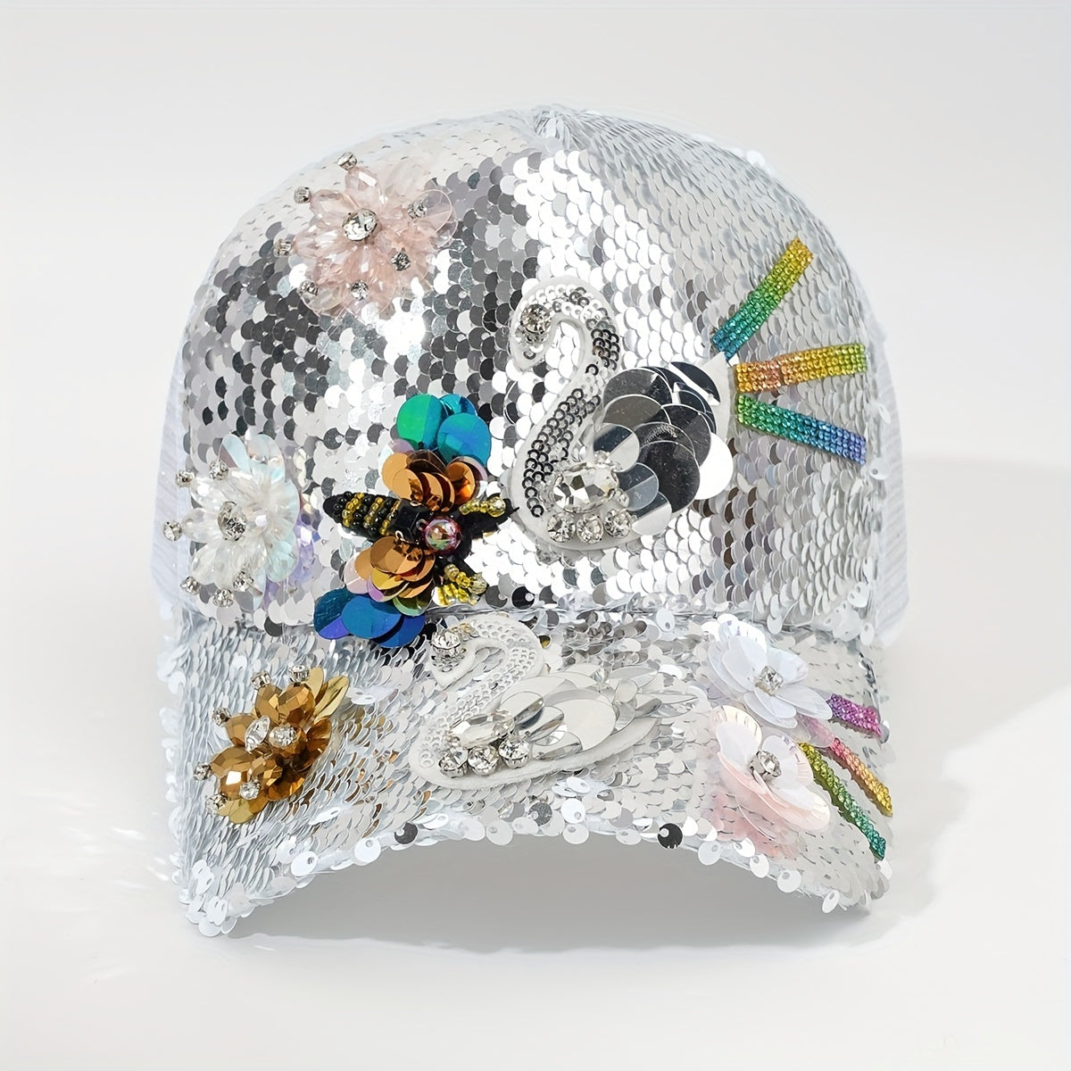 Rhinestone Sequin Baseball Cap Women's Sunshade Peaked Cap