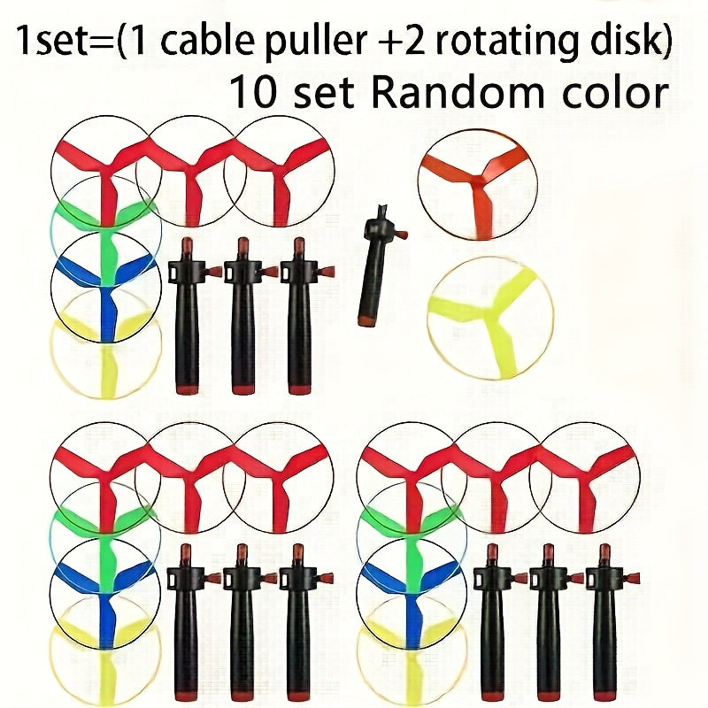 Rope Pulling Flying Disc Toy Set