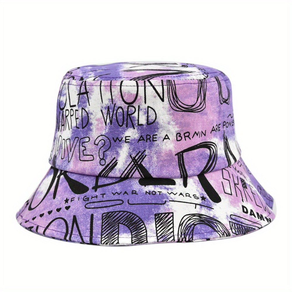Hip Hop Graffiti Tie Dye Bucket Hat Unisex Lightweight Fisherman Cap