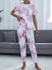 Tie Dye Lounge Set Short Sleeve Top & Pants