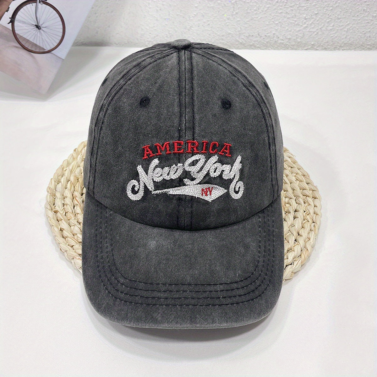 YORK Embroidery Baseball Cap Vintage Washed Distressed Cotton Dad Hat Unisex