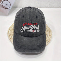 YORK Embroidery Baseball Cap Vintage Washed Distressed Cotton Dad Hat Unisex