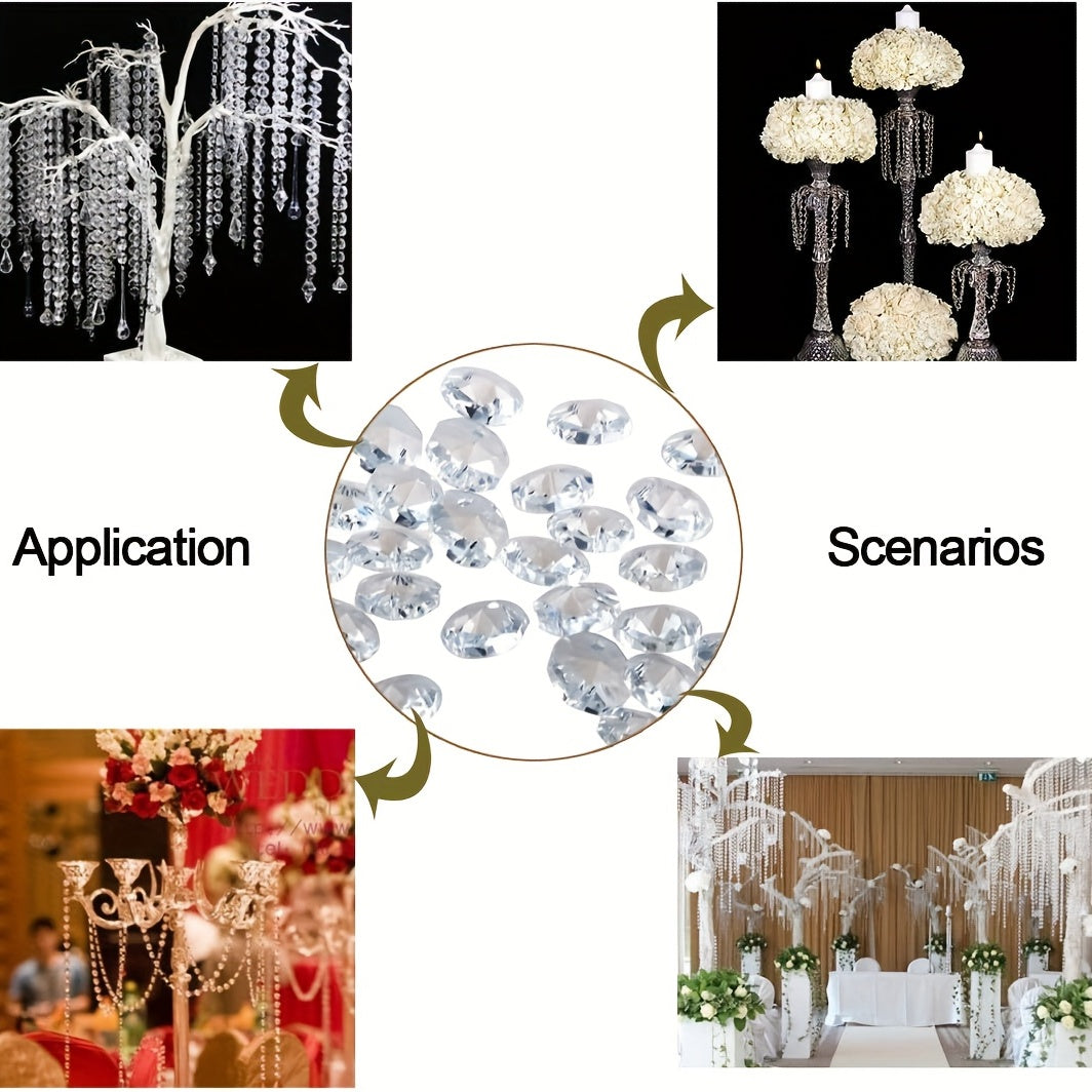 100pcs 1.0 55inch Transparent Octagonal Beads for Chandelier Curtain Ties