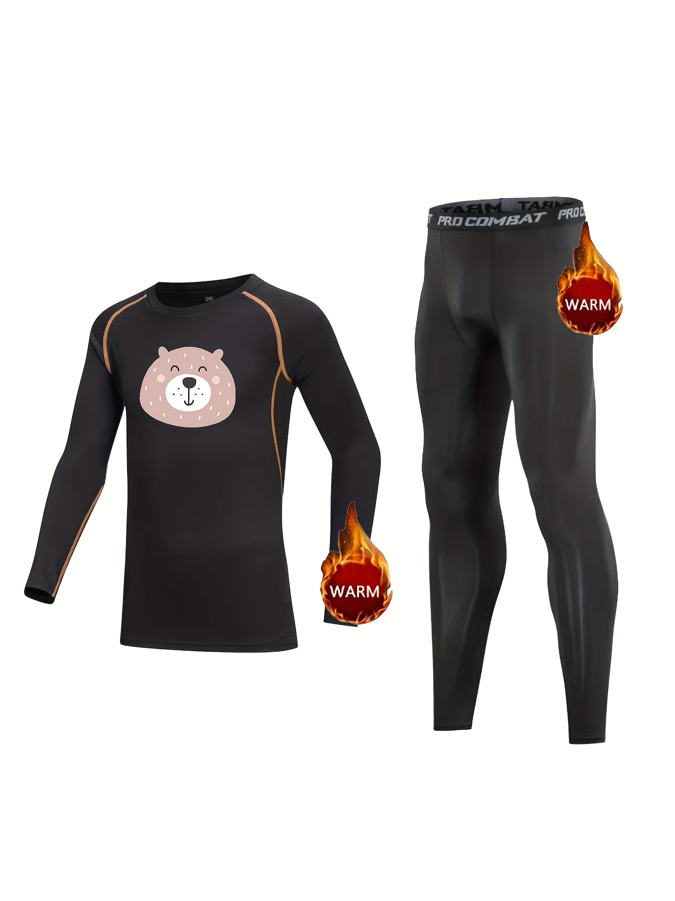 Kids Compression Fleece Sets Long Sleeve Crew Neck Pullover Matching Pants