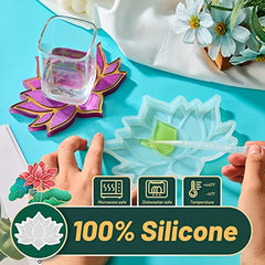 Lotus Flower Coaster Mold Epoxy Resin Casting Silicone Cup Mat Mold