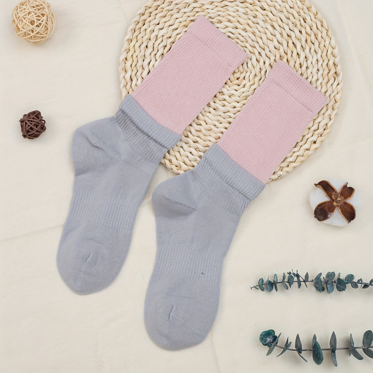 Colorblock Crew Socks for Women