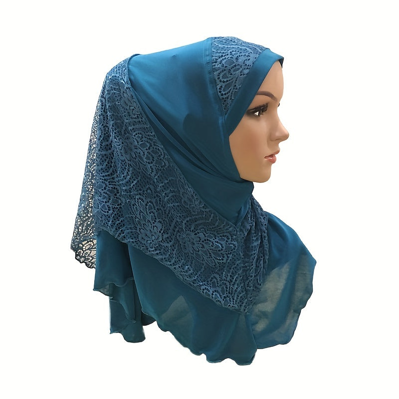 Muslim Hijab Arab Hat Lace Stitching Veil Hat for Girls