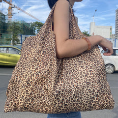 Large Capacity Print Shopper Bag Lightweight Foldable Shoulder Bag